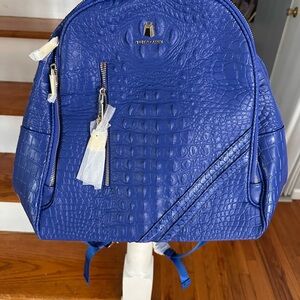 Blue Crocodile-Embossed Backpack